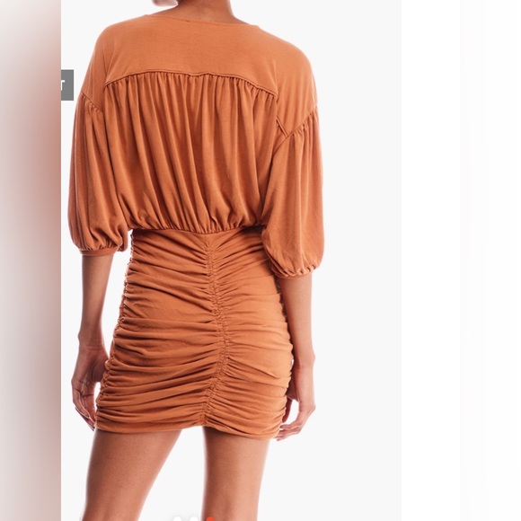 NWT  Forever 21 |Wrap Ruched Mini Dress/ color light brown - Picture 2 of 10